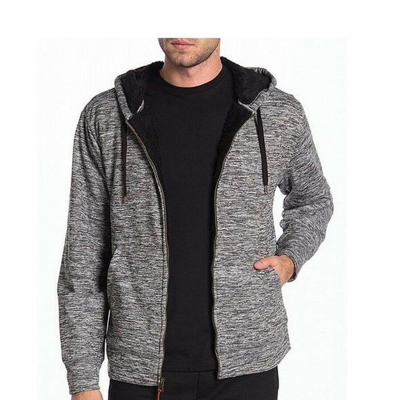 Weatherproof Other - Sweater Gray Large Full Zip Space Dye Faux Fur